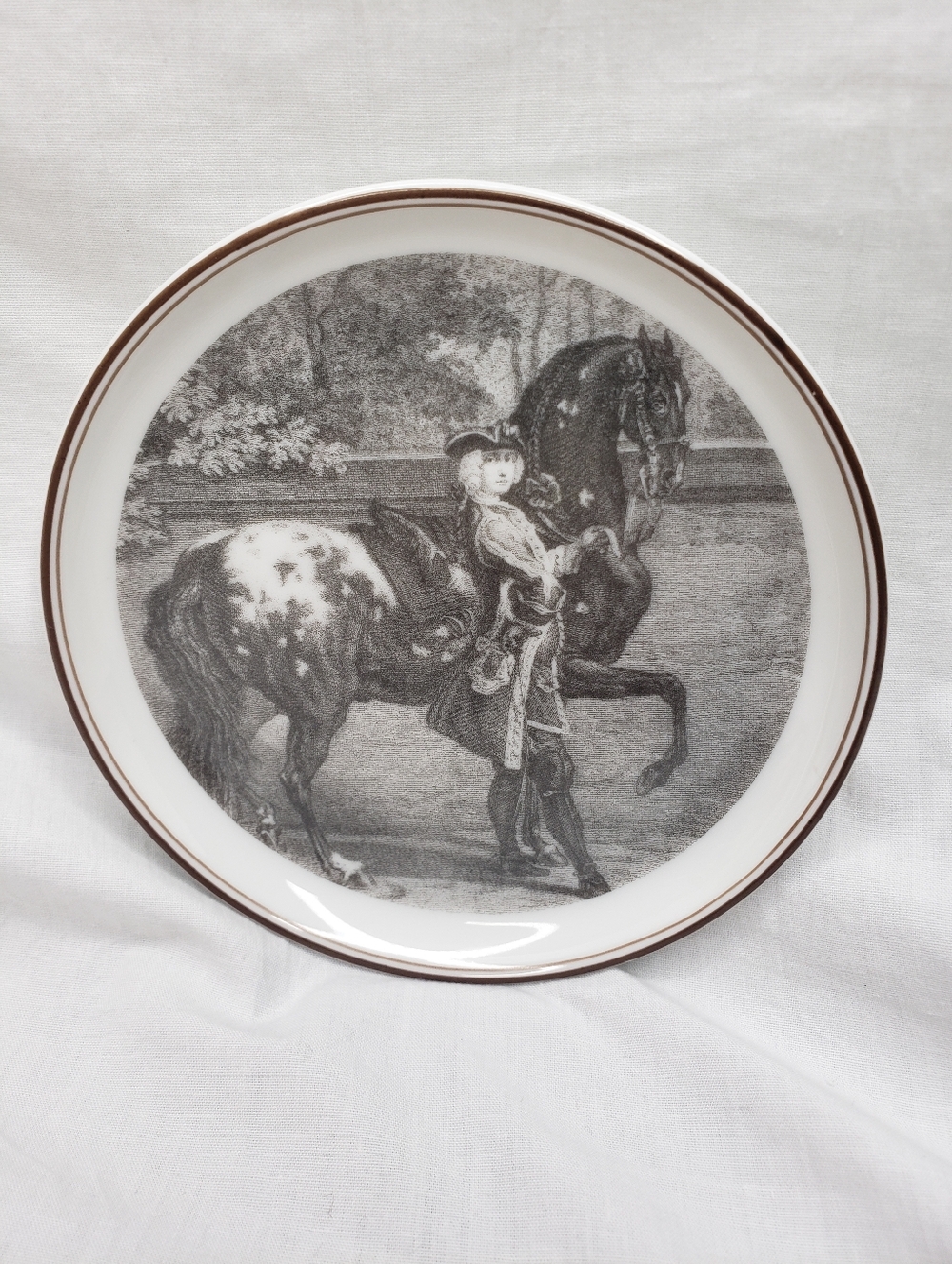 18th Century Vista Alegre Equestrian Butter Plate Reproduction Horse Rider